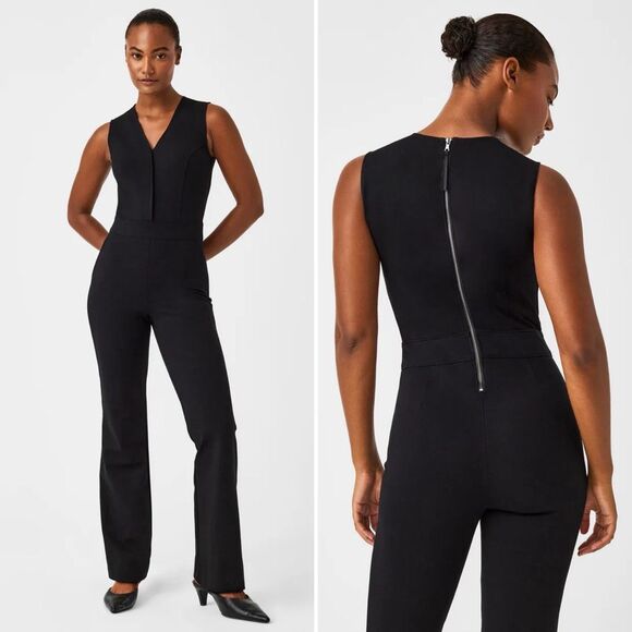 SPANX NWT Perfect Sleeveless Jumpsuit in Black Size M Petite - Picture 1 of 6